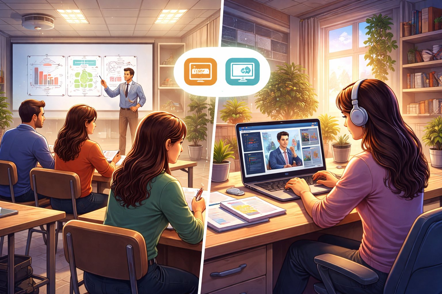 Comparing Hybrid Learning and Fully Online Education for Modern Learners